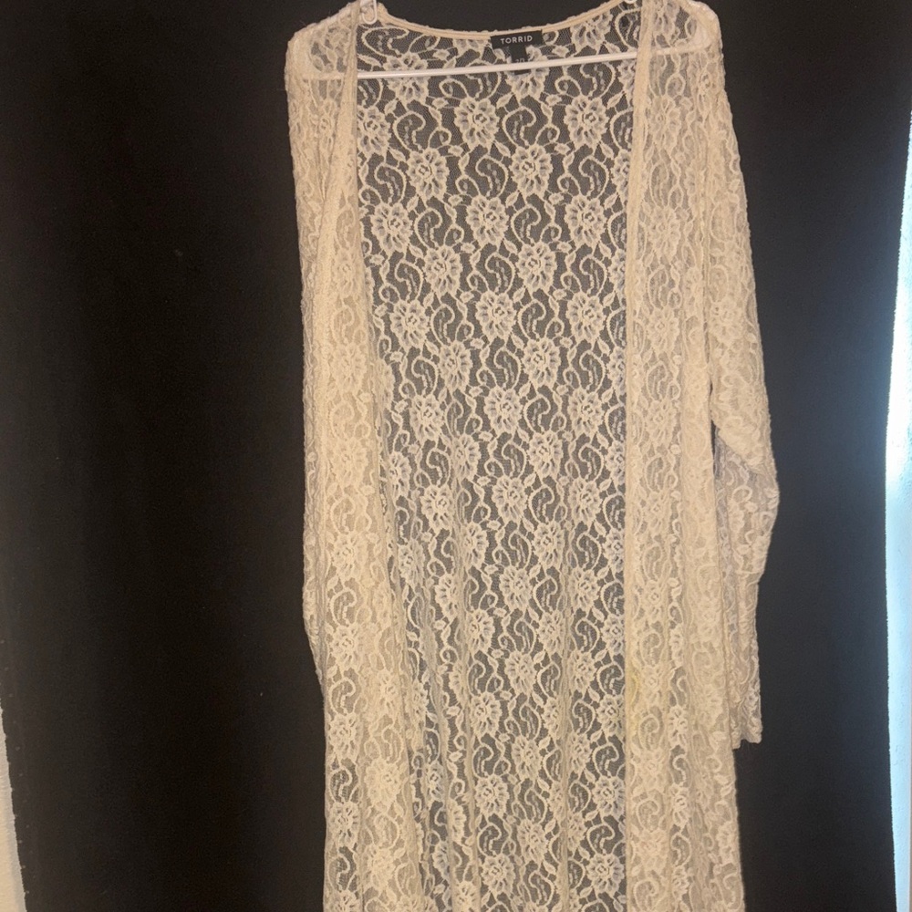 Torrid Cream Lace Cardigan